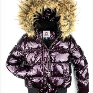 Appaman Metallic Purple Puffer Jacket with Faux Fur Hood NWT - Size 10